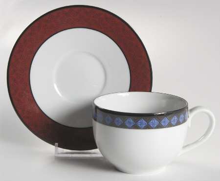 Ruby Flowers Flat Cup & Saucer Set by Dansk