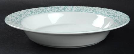 Trellis Mint Green Rim Soup Bowl