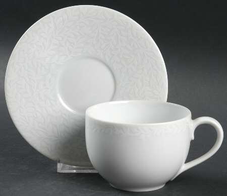 Trellis White Flat Cup & Saucer Set by Dansk