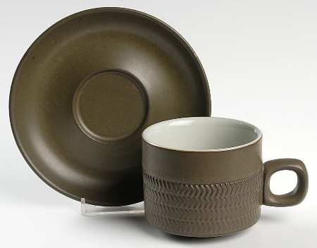 Camelot Dark Green (Older) Flat Cup & Saucer Set