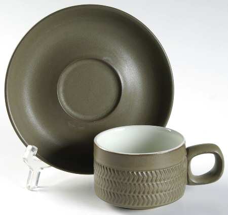 Camelot Dark Green (Older) Flat Demitasse Cup & Saucer Set