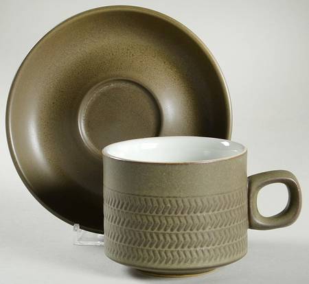 Camelot Dark Green (Older) Flat Cup & Saucer Set