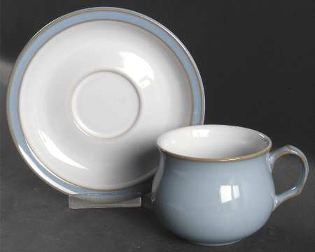 Colonial Blue Flat Cup & Saucer Set