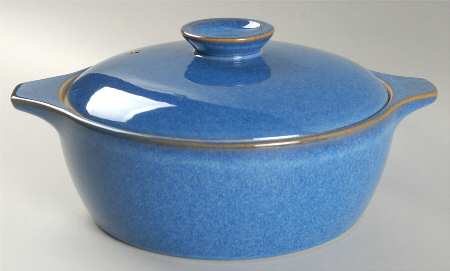 English Blue 1.75 Qt Round Covered Casserole No Lid