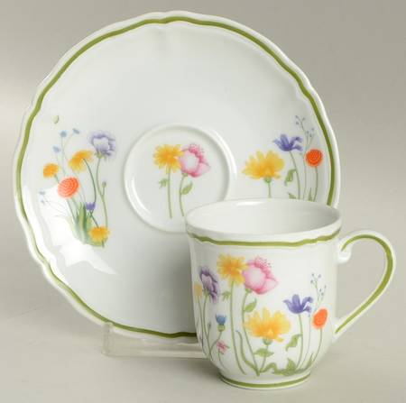 English Garden Flat Demitasse Cup & Saucer Set