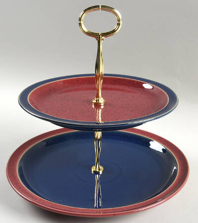 Harlequin 6 5/8"-10"  2 Tiered Serving Tray (Dp, Sp) HC