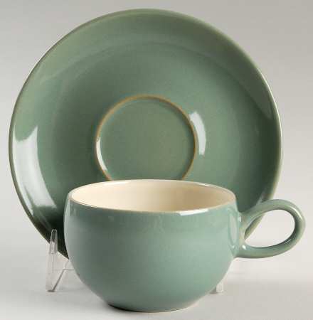 Manor Green Flat Cup & Saucer Set