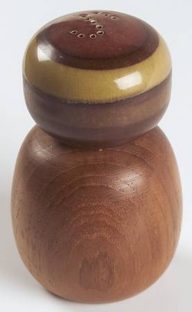 Potter's Wheel Rust Red Ceramic and Wood Salt Shaker