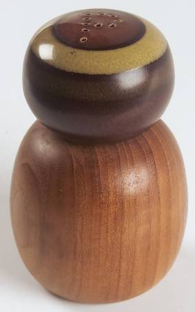 Potter's Wheel Rust Red Ceramic and Wood Pepper Shaker