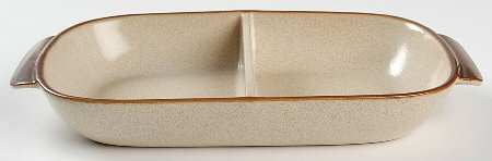 Potter's Wheel Rust Red Rectangular Divided Vegetable Bowl