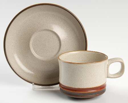 Potter's Wheel Rust Red Flat Cup & Saucer Set