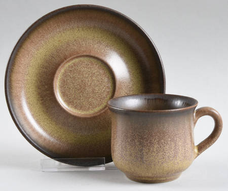 Romany Brown Flat Demitasse Cup & Saucer Set