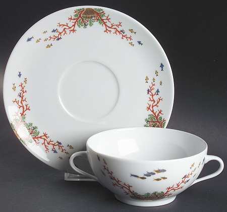 Mer De Corail Flat Cream Soup Bowl & Saucer Set