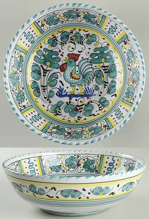 Green Rooster (Orvieto) 9" Salad Serving Bowl