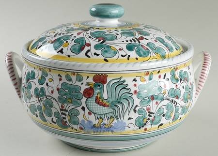 Green Rooster (Orvieto) Round Covered Vegetable