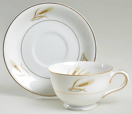 Harvest Wheat Footed Cup & Saucer Set by Dorling (Japan)