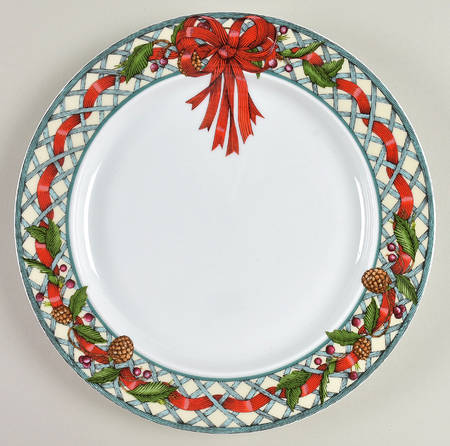 Nordic Holiday-Lattice, Ribbon&Berries Salad Plate by Dansk