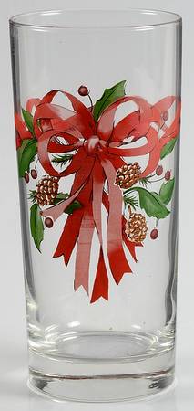 Nordic Holiday-Lattice, Ribbon&Berries Glassware Flat Tumbler