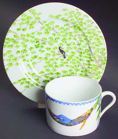 Caraibes Tropical Island Flat Cup & Saucer Set