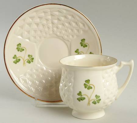 Shamrock (Embossed) Footed Cup & Saucer Set