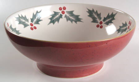 Harlequin Holly Red 9" Pasta Serving Bowl