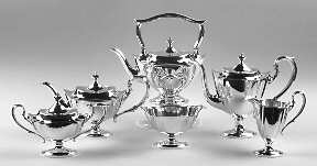 Sterling Hollowware 6 Piece Tea Set (SCP, STP, SCR, SSU, SWB, SKES)