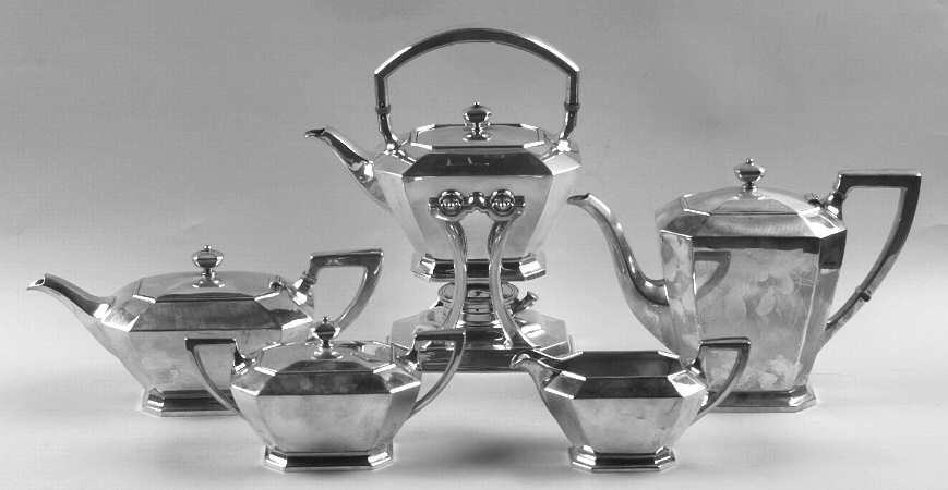 Fairfax (Sterling, Hollowware) 5 Piece Tea Set (SCP, STP, SCR, SSU, SKES)