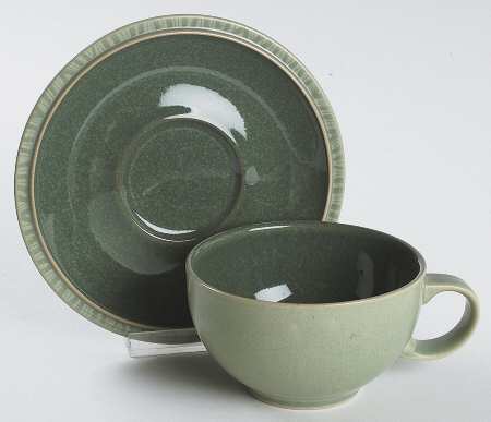 Calm (Dark Green & Matte) Flat Cup & Saucer Set