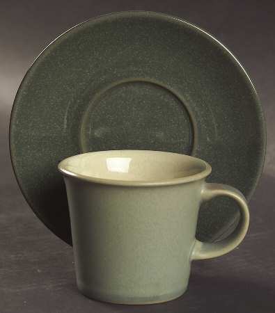 Calm (Dark Green & Matte) Flat Demitasse Cup & Saucer Set