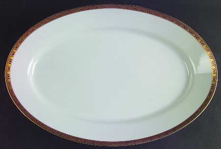 Rizieres Rouge 15" Oval Serving Platter by Philippe Deshoulieres