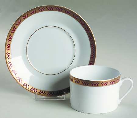Rizieres Rouge Flat Cup & Saucer Set by Philippe Deshoulieres