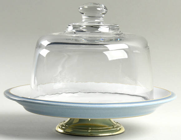Blue Jetty 6 1/2"-7 1/2" Footed Cheese Plate w/ Glass Dome HC