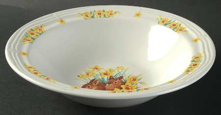 Daffodil Bunny 9" Round Vegetable Bowl