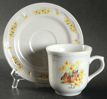 Daffodil Bunny Flat Cup & Saucer Set