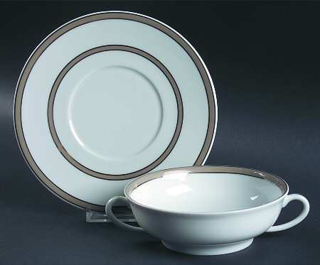 Artica Flat Cream Soup Bowl & Saucer Set by Philippe Deshoulieres