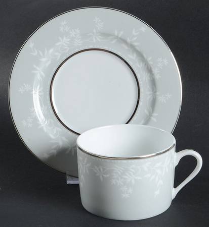 Bragance Grey Flat Cup & Saucer Set by Philippe Deshoulieres