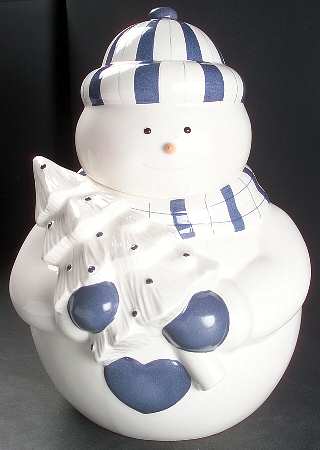 Bistro Christmas Figural Cookie Jar & Lid