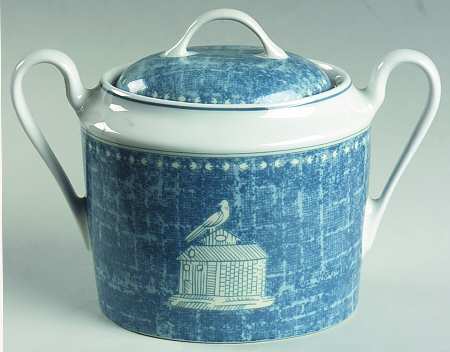 Crespieres Blue Sugar Bowl & Lid