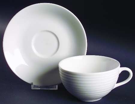 Studio White Flat Cup & Saucer Set