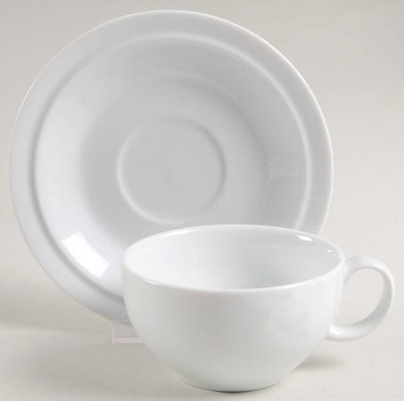 White Flat Cup & Saucer Set by Denby-Langley