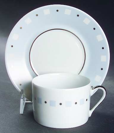 Baltik White & Blue Flat Cup & Saucer Set