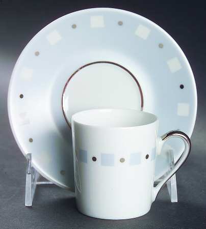 Baltik White & Blue Flat Demitasse Cup & Saucer Set