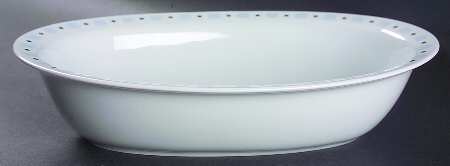 Baltik White & Blue 10" Oval Vegetable Bowl