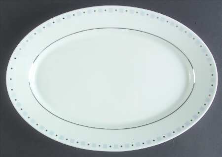 Baltik White & Blue 16" Oval Serving Platter