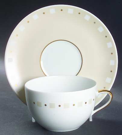 Baltik White & Sand (Ivory) Breakfast Cup & Saucer Set