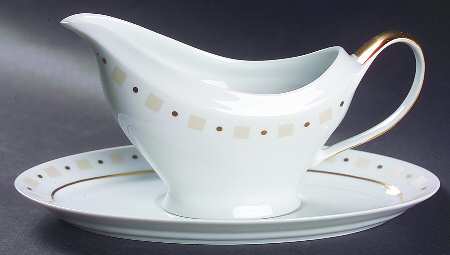 Baltik White & Sand (Ivory) Gravy Boat & Underplate