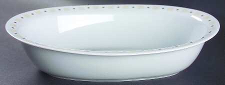 Baltik White & Sand (Ivory) 10" Oval Vegetable Bowl by Philippe Deshoulieres