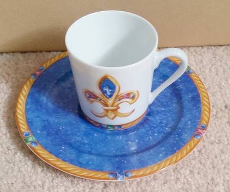 Fleur de Lis Flat Demitasse Cup & Saucer Set