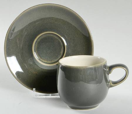 Smokestone Flat Demitasse Cup & Saucer Set