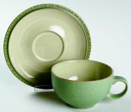 Calm (Light Green) Flat Cup & Saucer Set